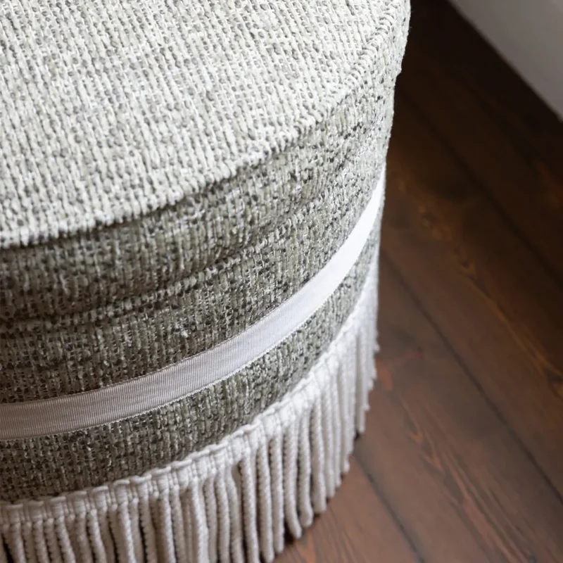 Laurent Pouf - Luxury Bouclé & Fringe