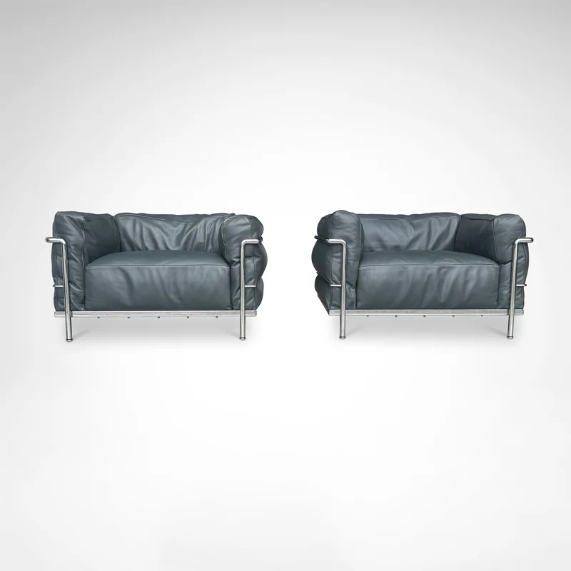 Pair of LC3 Armchairs by Le Corbusier, Perriand & Jeanneret for Cassina, 1990s