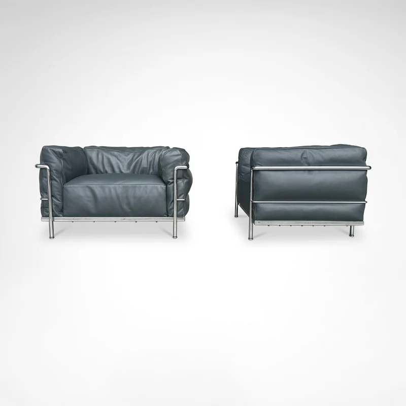 Pair of LC3 Armchairs by Le Corbusier, Perriand & Jeanneret for Cassina, 1990s
