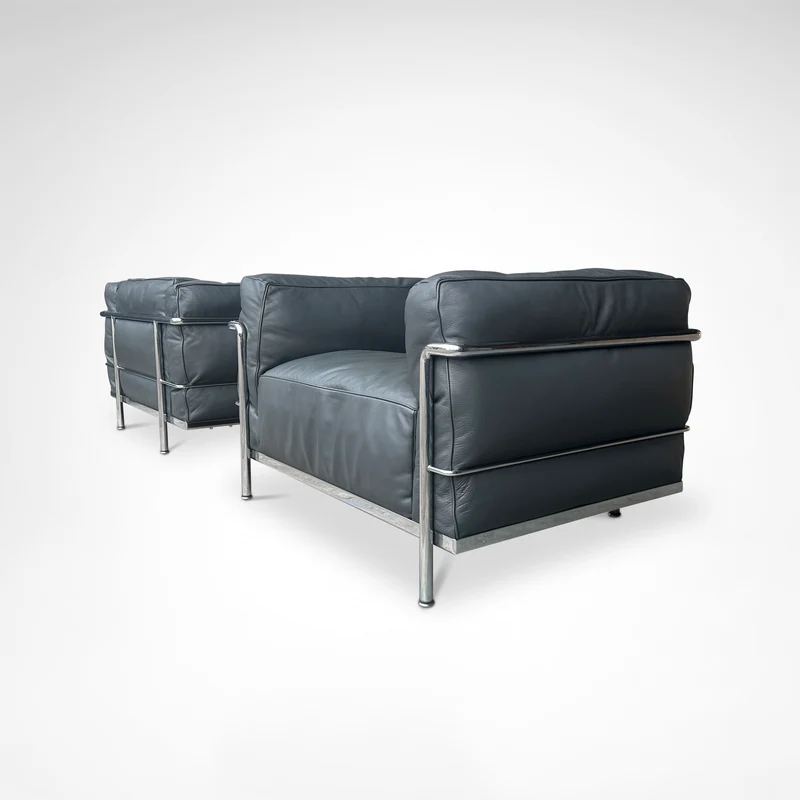 Pair of LC3 Armchairs by Le Corbusier, Perriand & Jeanneret for Cassina, 1990s