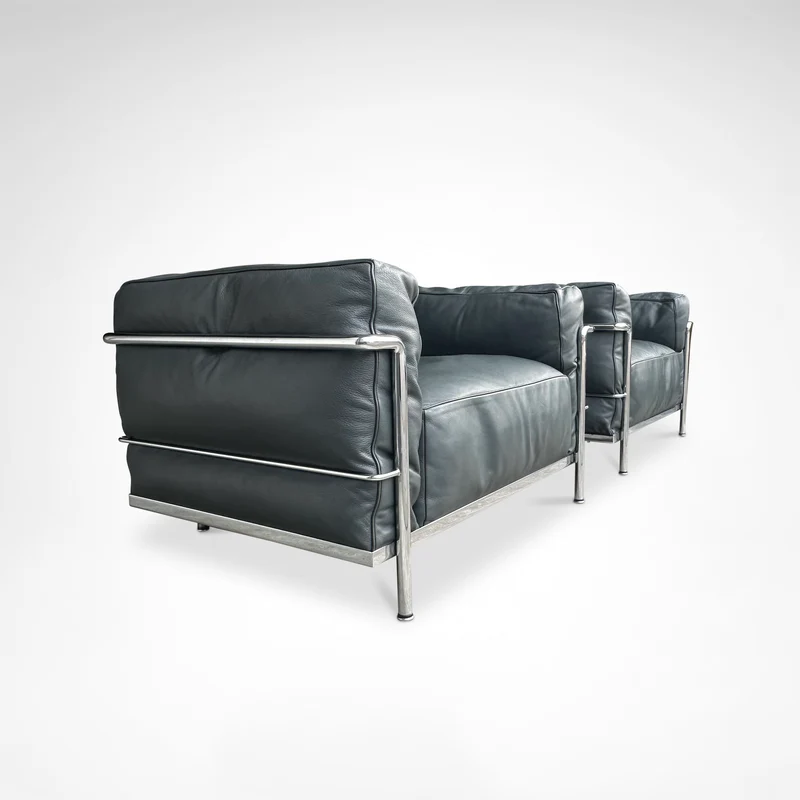 Pair of LC3 Armchairs by Le Corbusier, Perriand & Jeanneret for Cassina, 1990s