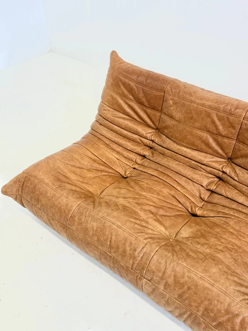 Ligne Roset Togo 3-seater Sofa in Cognac Leather