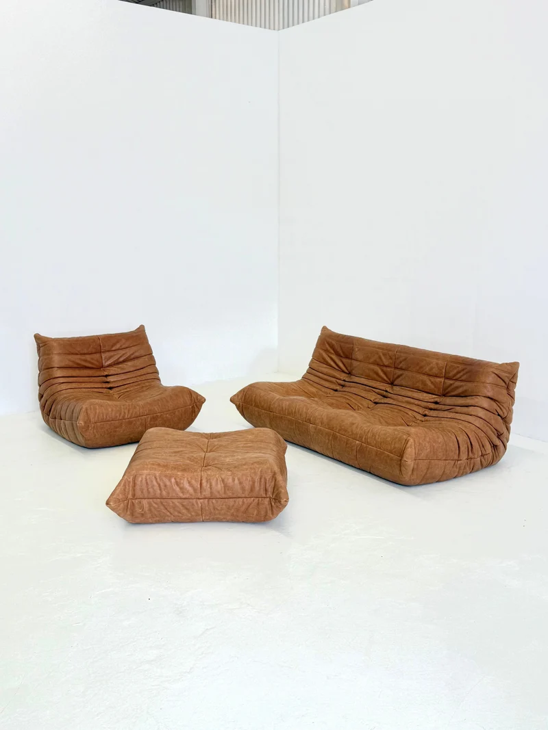 Ligne Roset Togo 3-seater Sofa in Cognac Leather