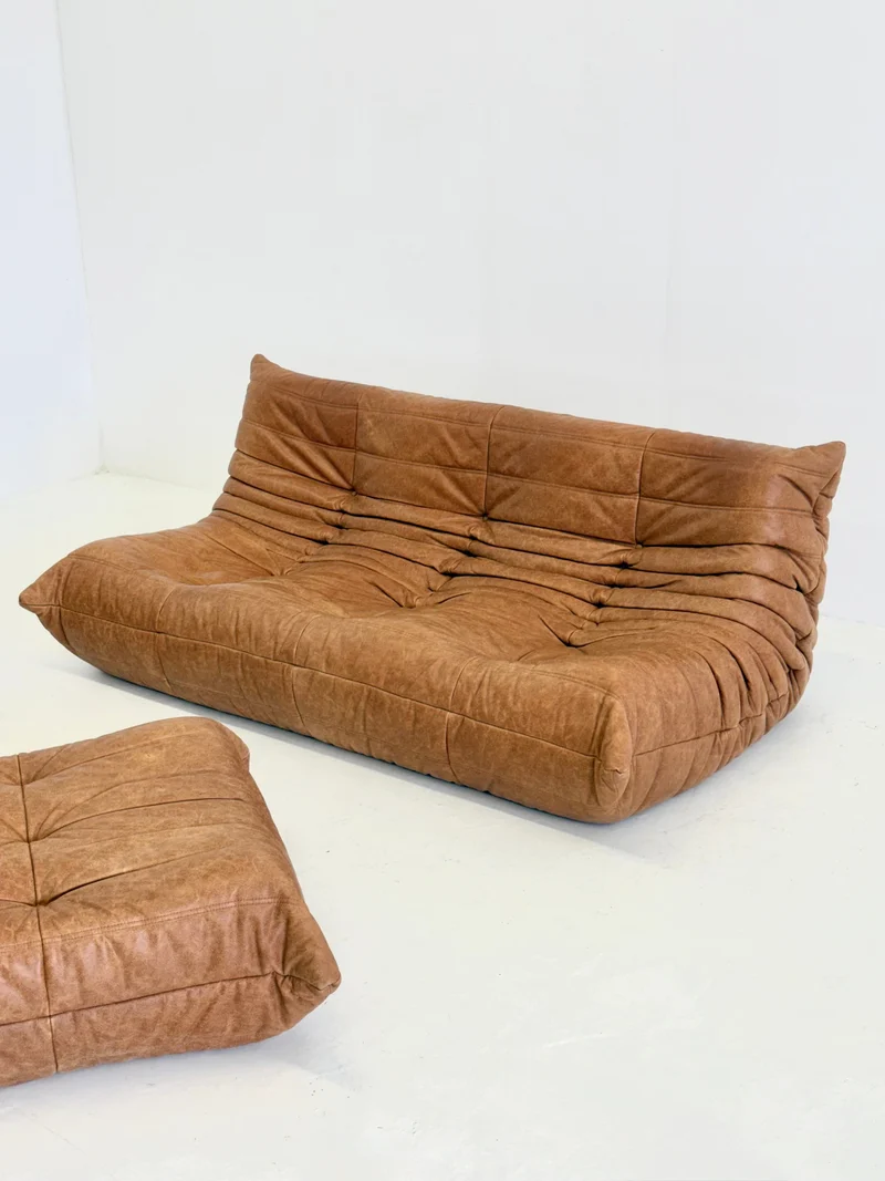 Ligne Roset Togo 3-seater Sofa in Cognac Leather