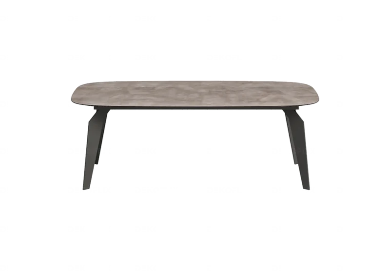 Table basse rectangulaire effet marbre doré et métal noir - Nora