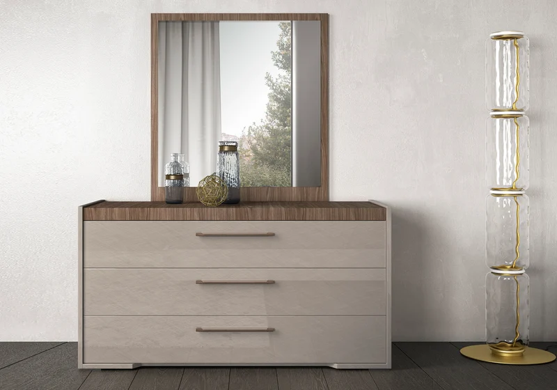 Miroir mural cadre bois noyer design - Nora