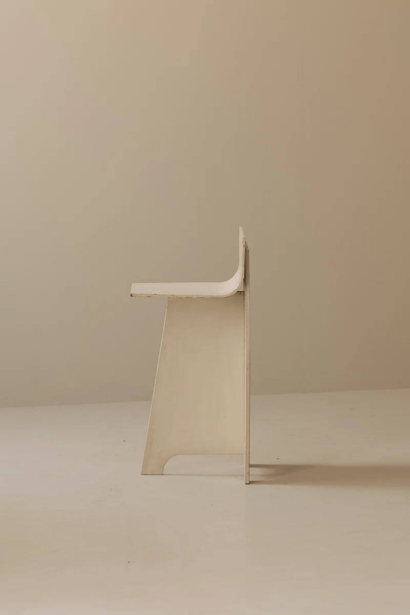 Decorative Sculptural French Off-White Plywood Accent Chair, 1940s