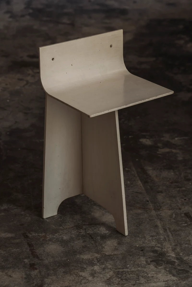 Decorative Sculptural French Off-White Plywood Accent Chair, 1940s