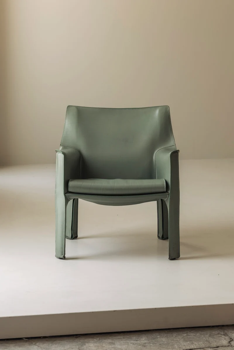 Rare Set of 8 CAB 414 Armchairs by Mario Bellini for Cassina – Sage Green Saddle Leather