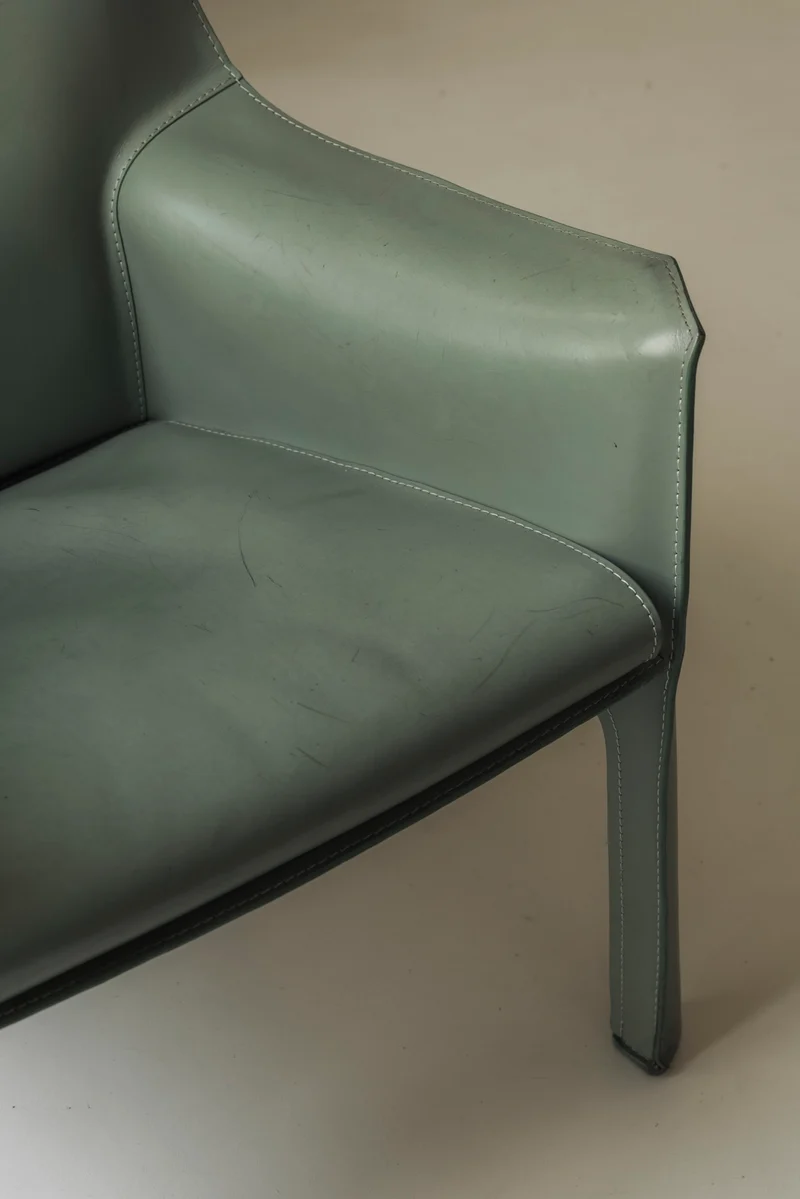 Rare Set of 8 CAB 414 Armchairs by Mario Bellini for Cassina – Sage Green Saddle Leather