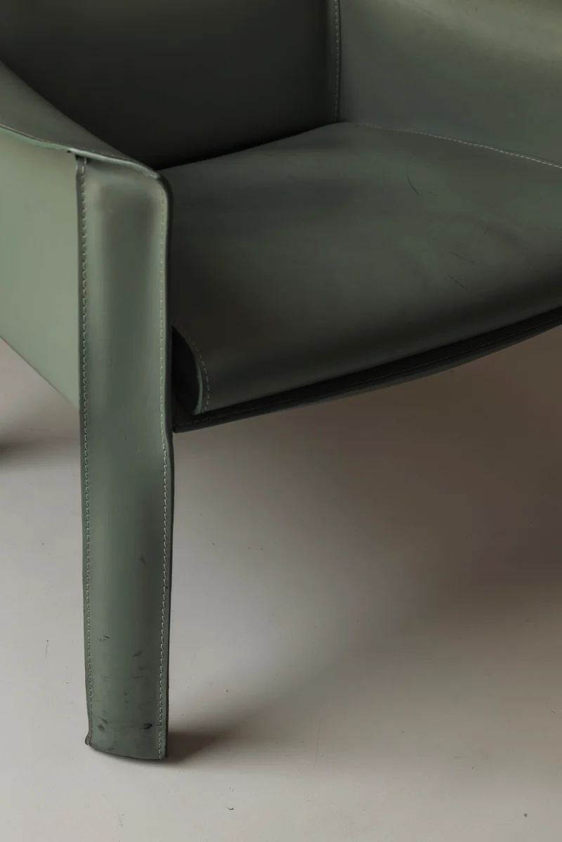 Rare Set of 8 CAB 414 Armchairs by Mario Bellini for Cassina – Sage Green Saddle Leather