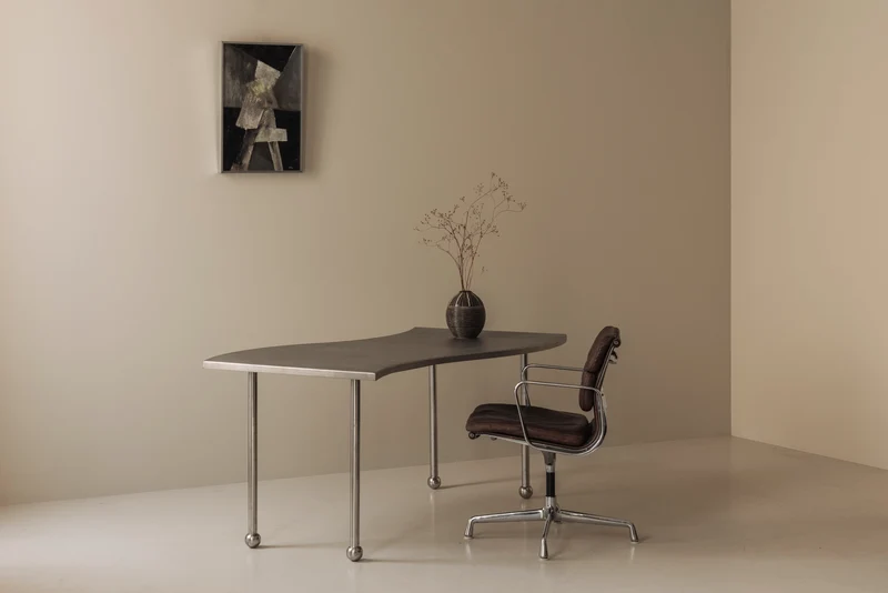Postmodern Steel Free-Form Dining Table, France 1980s