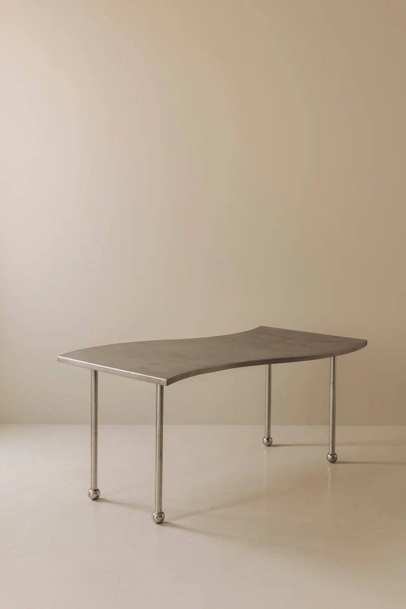 Postmodern Steel Free-Form Dining Table, France 1980s