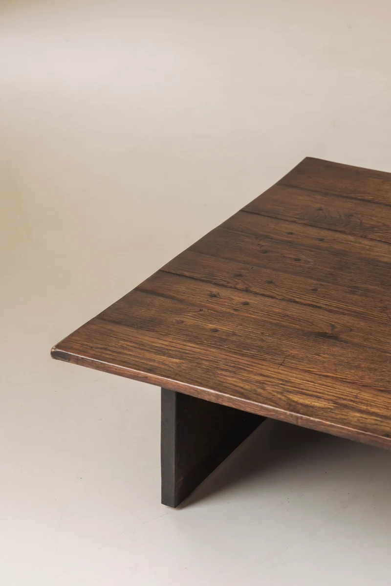French Brutalist Square Coffee Table, 1970s