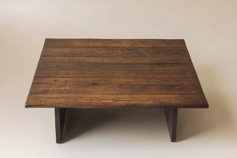 French Brutalist Square Coffee Table, 1970s