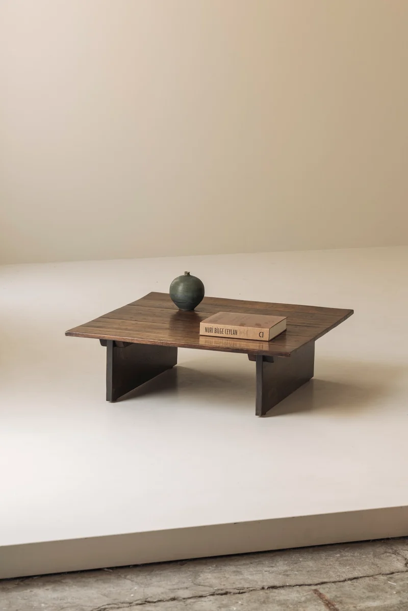 French Brutalist Square Coffee Table, 1970s
