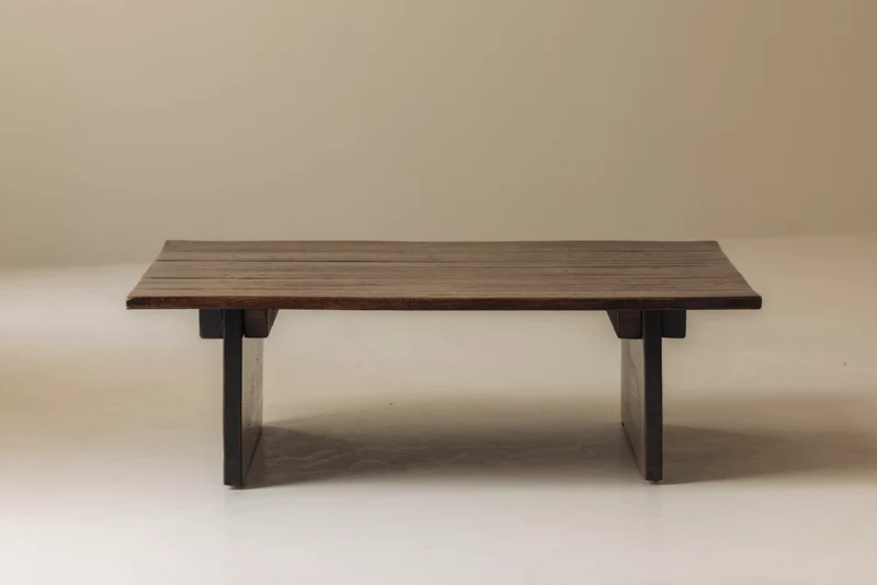 French Brutalist Square Coffee Table, 1970s