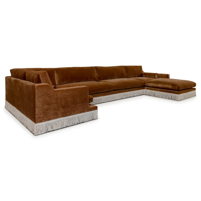 Orlando Modular Sofa - Caramel Velvet & Ivory Bullion Fringe