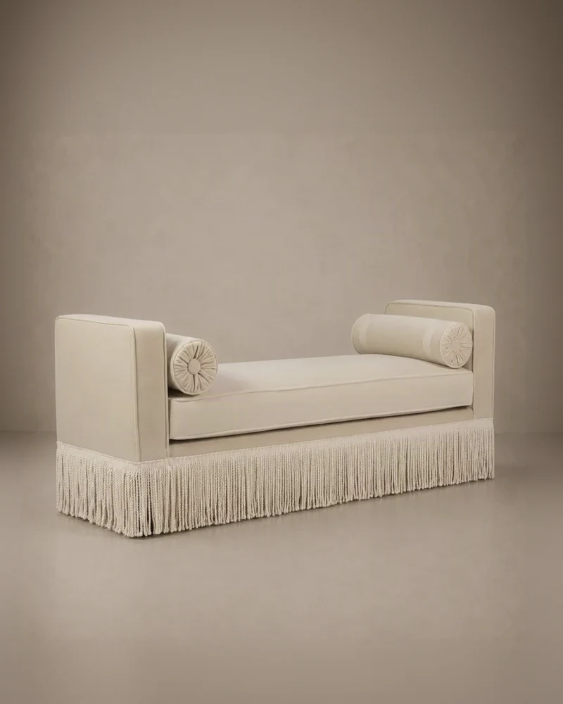 Julian Seat Bench - Velvet & Ivory Fringe