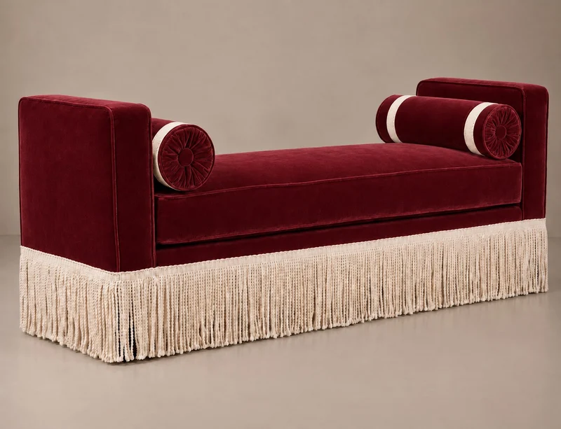 Julian Seat Bench - Velvet & Ivory Fringe