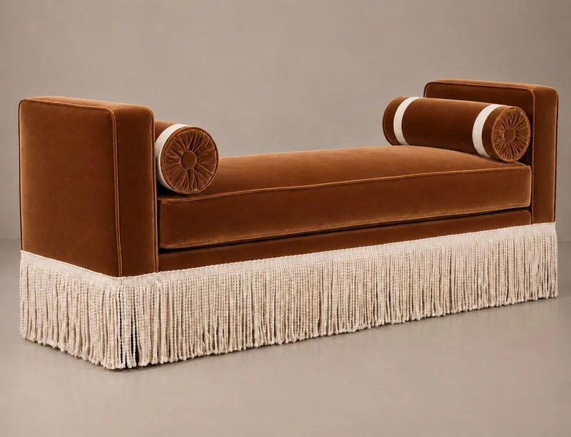 Julian Seat Bench - Velvet & Ivory Fringe