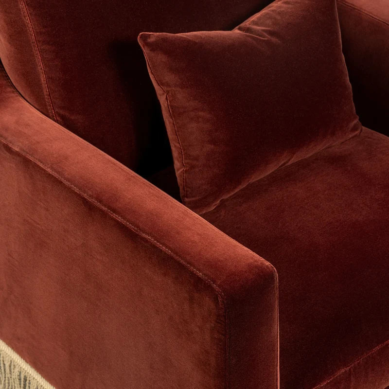 Orlando Lounge Chair - Velvet Sangria & Jute Fringe