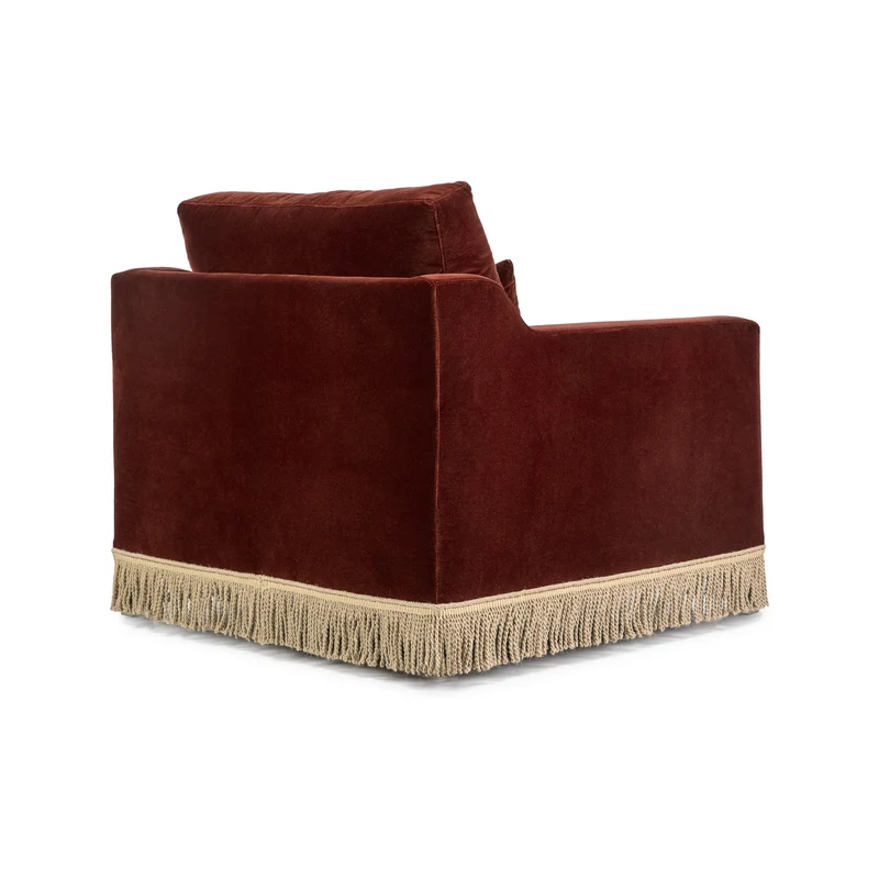 Orlando Lounge Chair - Velvet Sangria & Jute Fringe