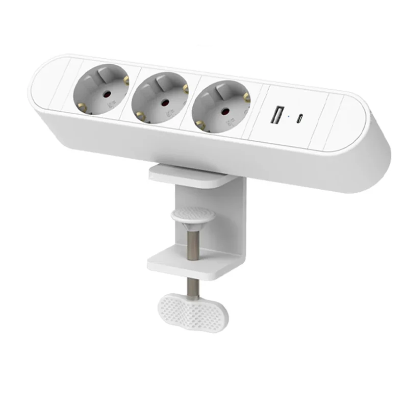 Bloc multiprise à pince pour bureau avec 2 ports USB