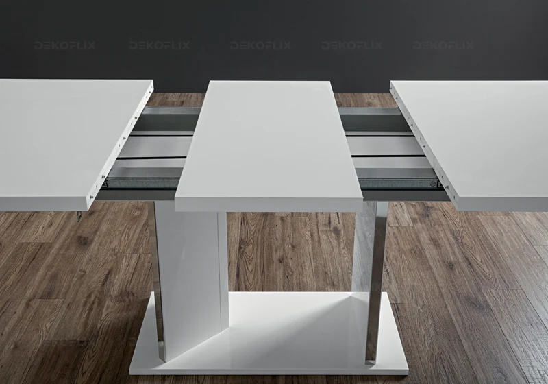 Table à manger extensible ou fixe blanc laqué - Lisa