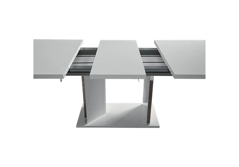 Table à manger extensible ou fixe blanc laqué - Lisa