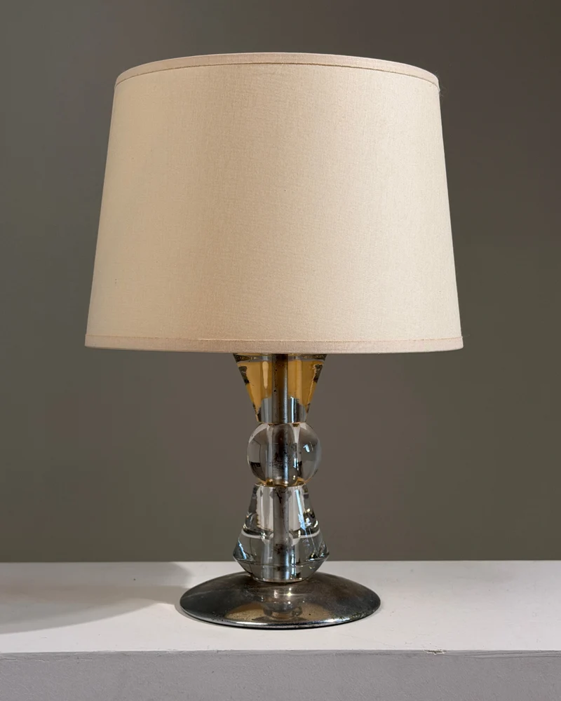 Vintage Art Deco Glass Table Lamp, France, circa 1930