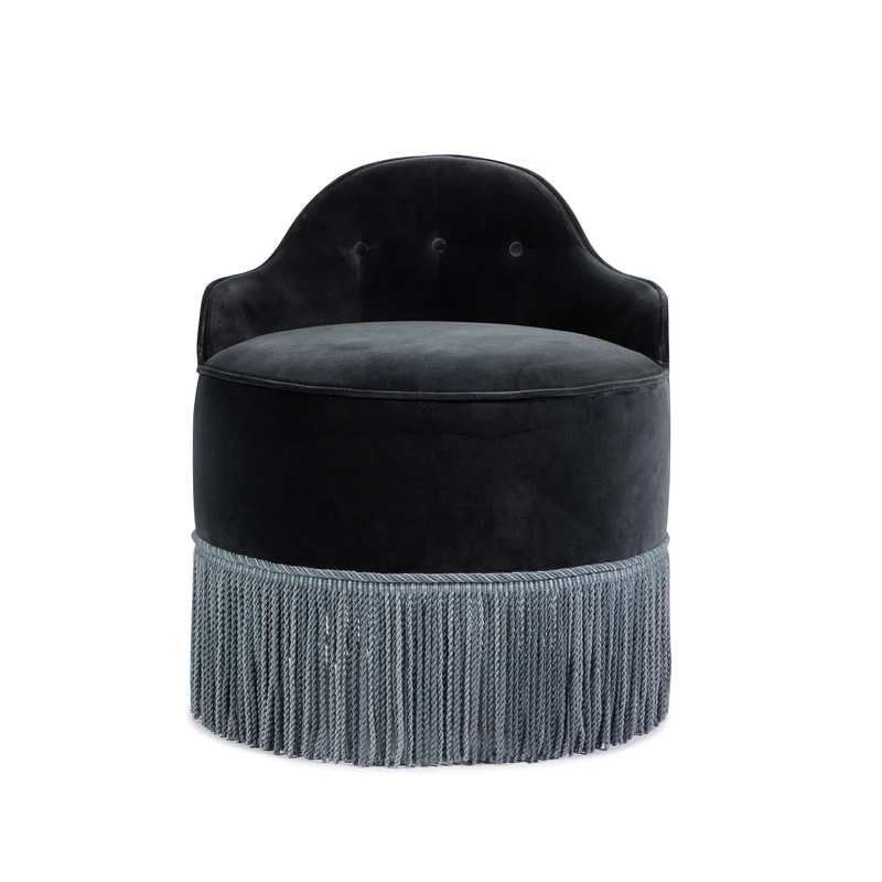 Lou Vanity Stool Velvet and Fringe