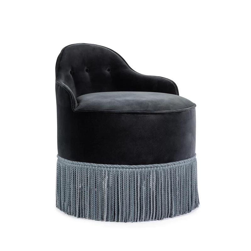 Lou Vanity Stool Velvet and Fringe