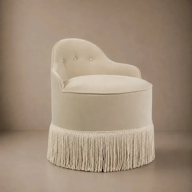 Lou Vanity Stool Velvet and Fringe