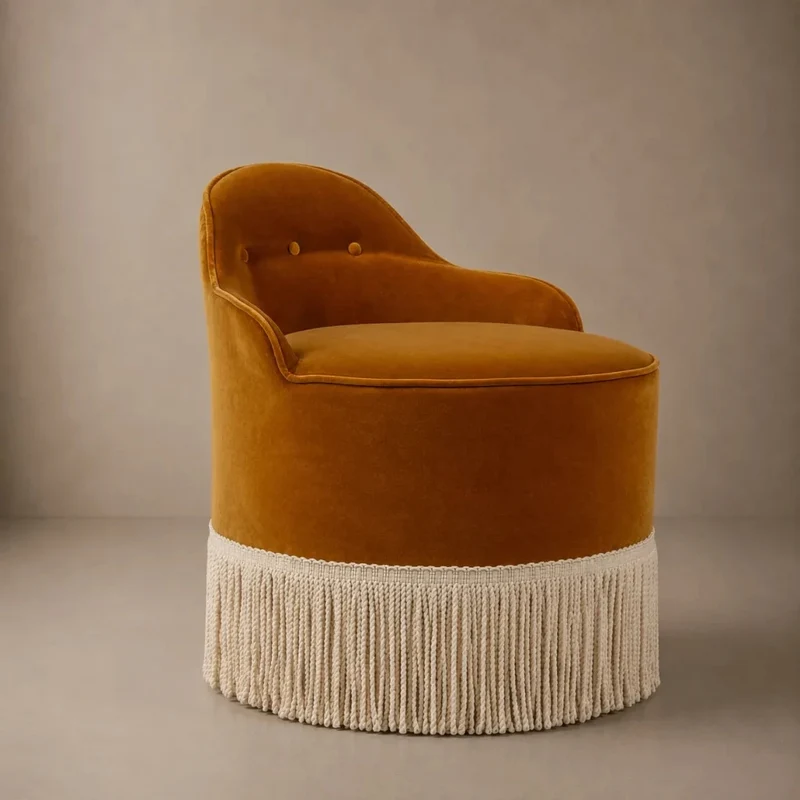 Lou Vanity Stool Velvet and Fringe