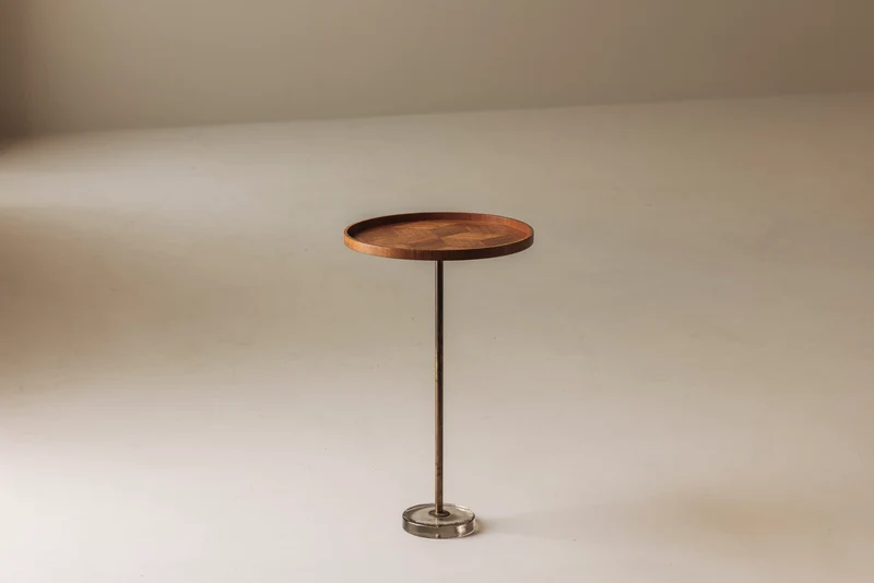Exceptional Danish Side Table in Oak, Brass and Glass, Denmark 1960s