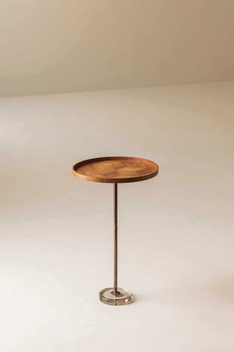 Exceptional Danish Side Table in Oak, Brass and Glass, Denmark 1960s
