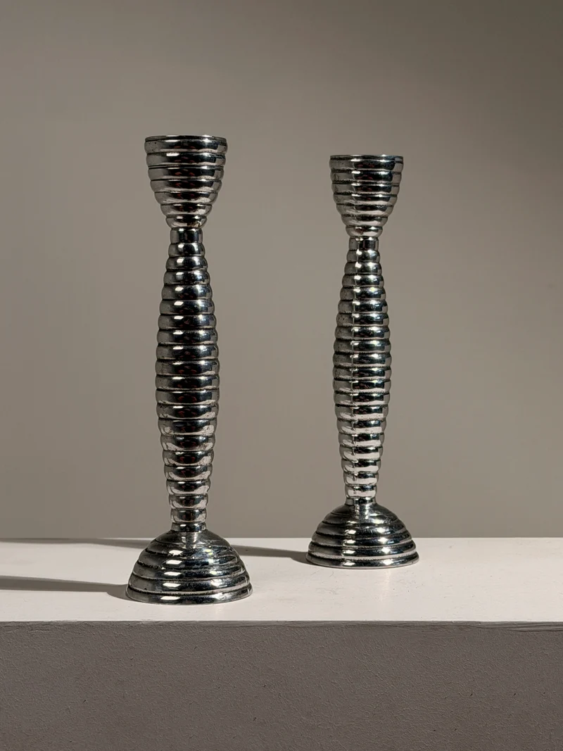 Pair of Modernist Candleholders, France, circa 1970