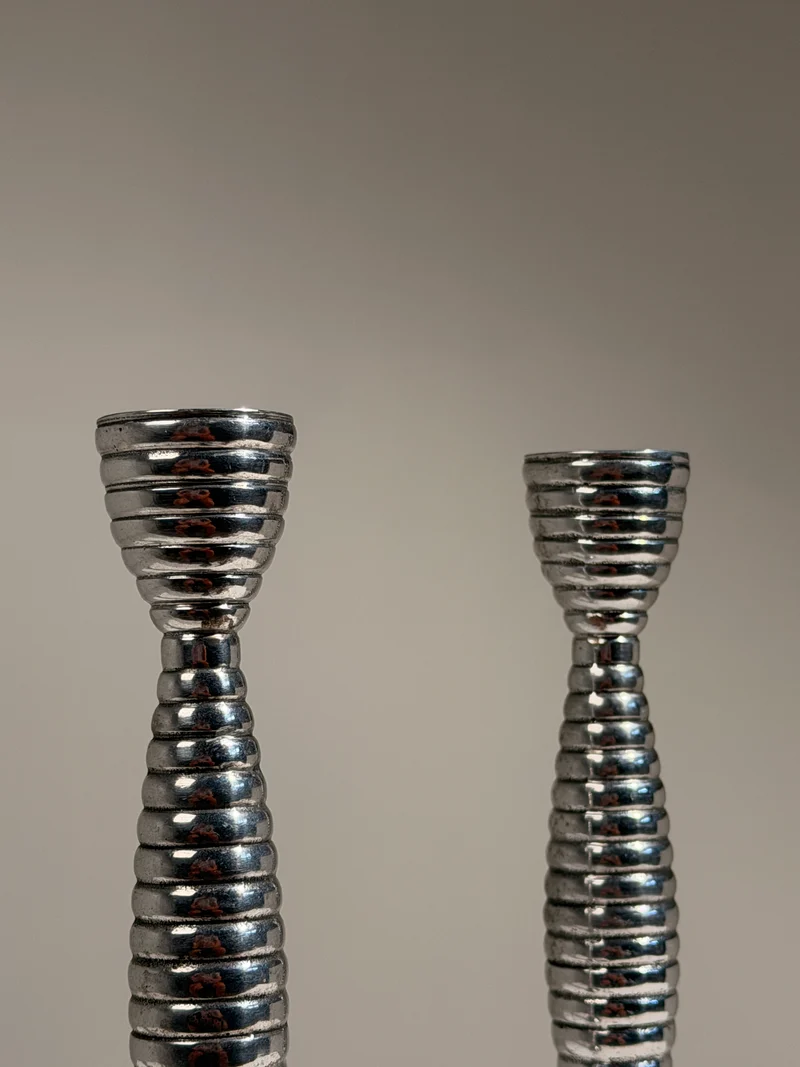 Pair of Modernist Candleholders, France, circa 1970