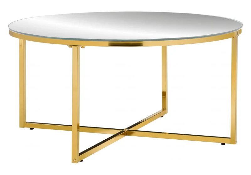 Table basse ronde dorée en verre - Gala