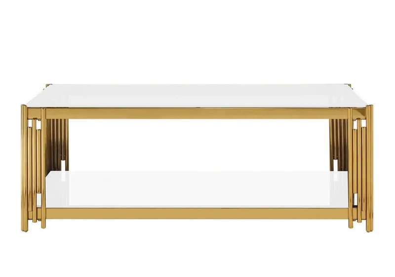 Table basse design doré blanc - Eve