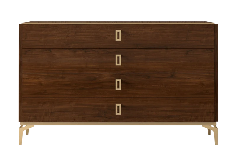 Commode noyer laqué 4 tiroirs – Eva