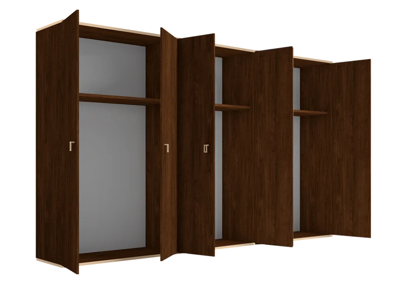 Armoire 6 portes noyer laqué – Eva