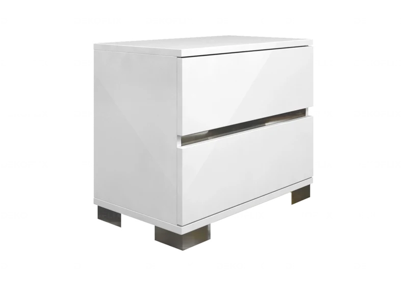 Table de chevet 2 tiroirs blanc laqué design - Dream