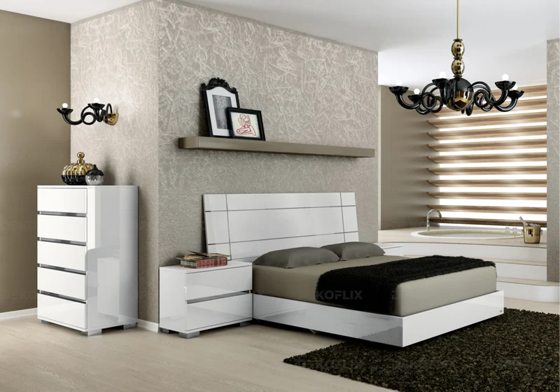 Chiffonnier 5 tiroirs blanc laqué design - Dream