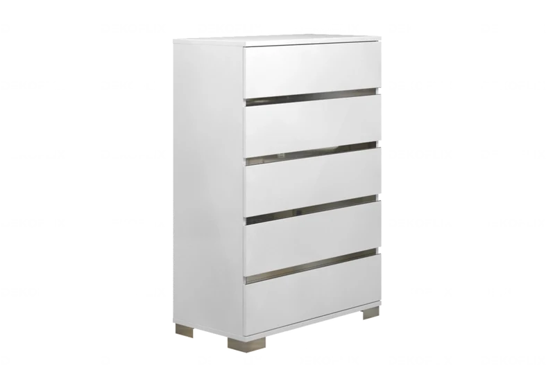 Chiffonnier 5 tiroirs blanc laqué design - Dream