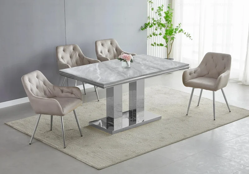 Table basse marbre gris argent design - Versus
