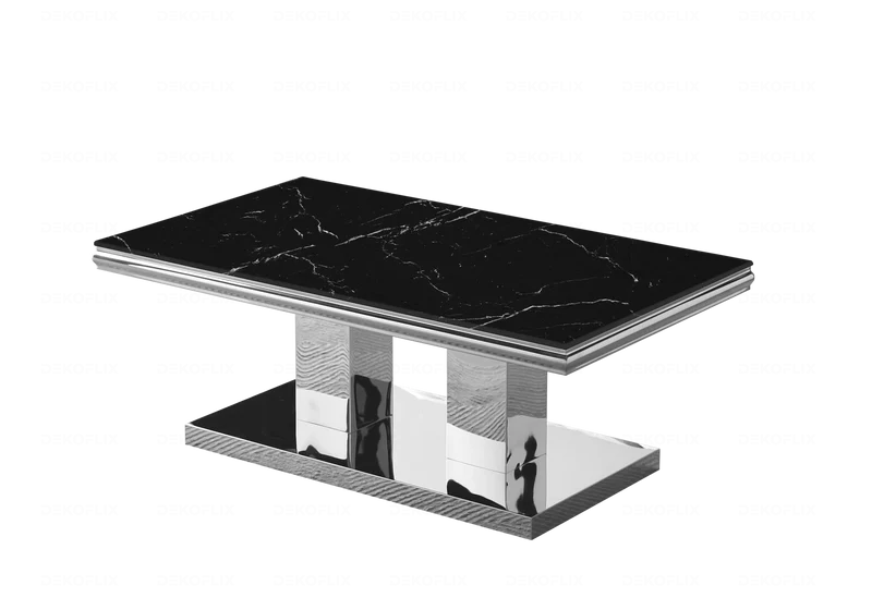 Table à manger marbre noir argent design - Versus