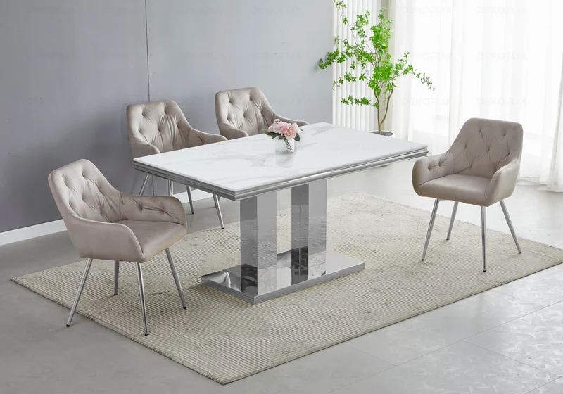 Table basse marbre blanc argent design - Versus