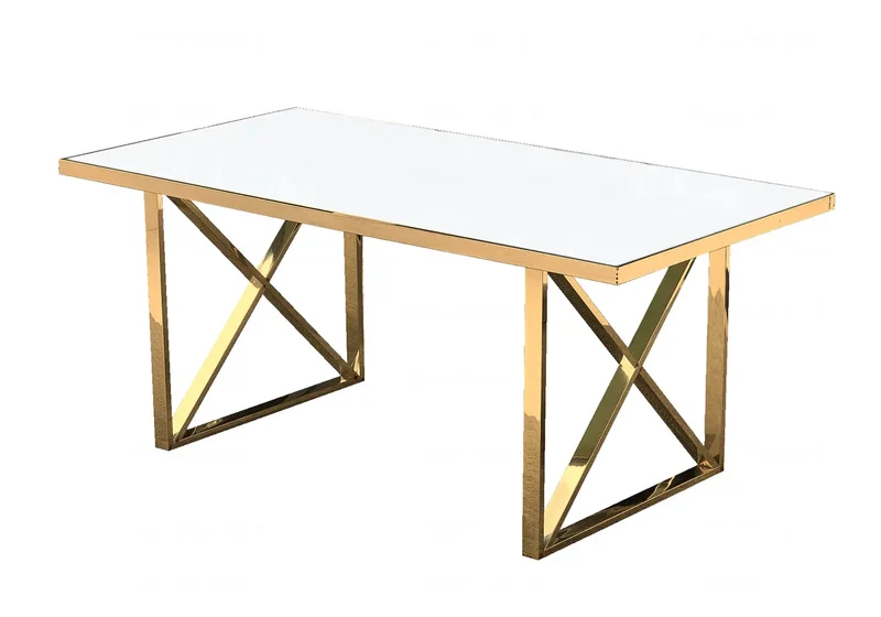 Table à manger dorée blanche - Clara